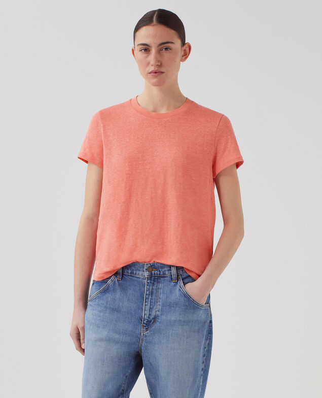 AMANDINE - Camiseta con cuello redondo de lino U120 pink
