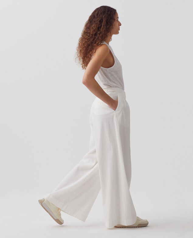 YVONNE - Pantalón amplio de algodón 8885 00 white