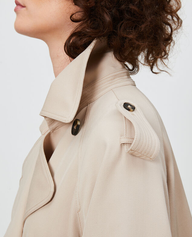 Trench oversize de lana fluida Oxford tan