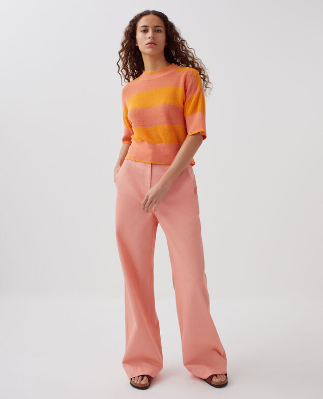 Jersey cropped de manga corta y lino H230 large sheen