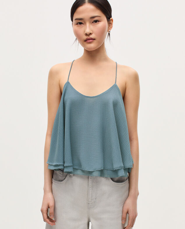 Top de muselina con tirantes cruzados K631 blue lake