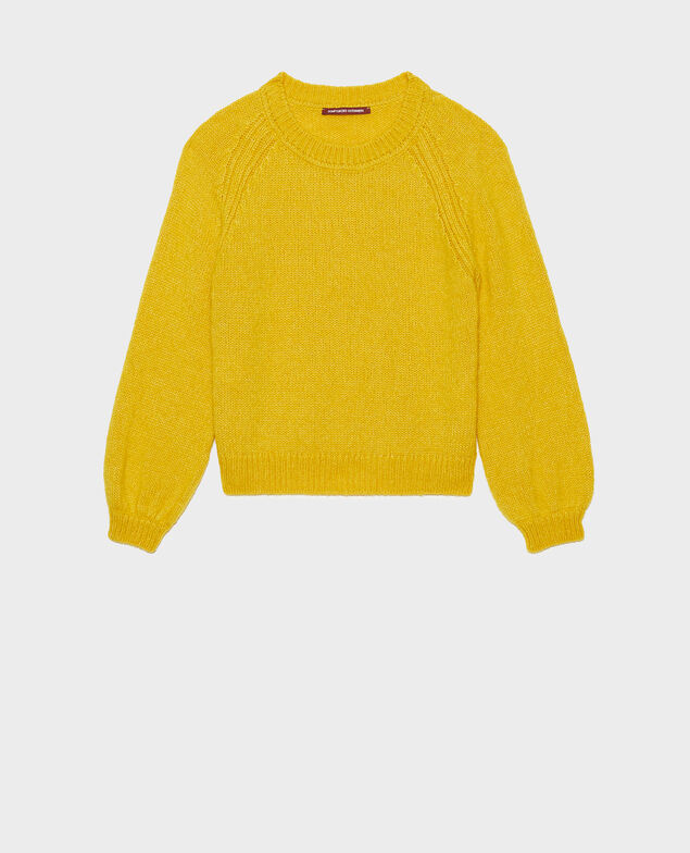 Jersey ancho de lana con escote de barco Lemon curry