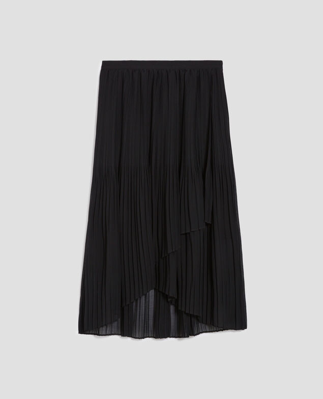 Falda midi plisada fluida H091 black beauty