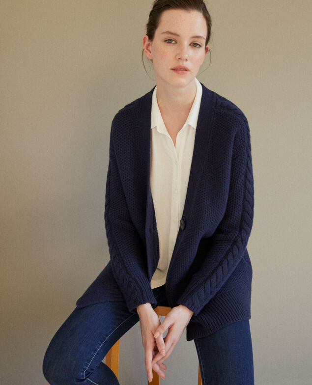 Chaqueta con detalle de trenzas Azul