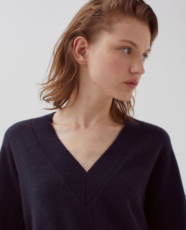 Jersey con cuello de pico de cachemir H695 night sky