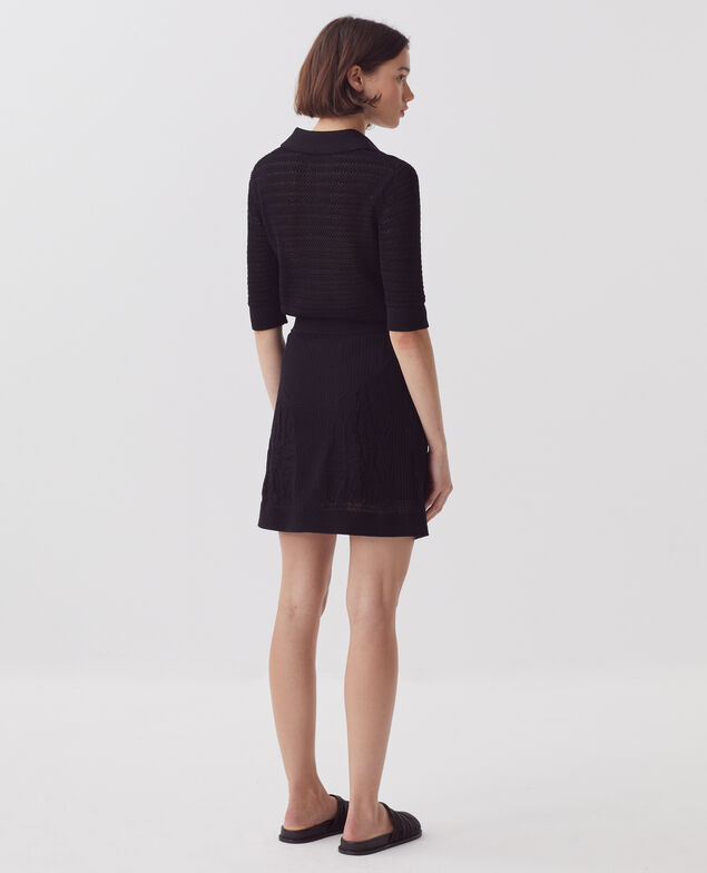 Falda corta de crochet con motivo floral H091 black beauty