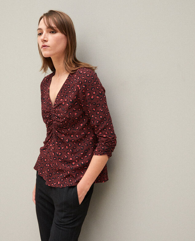 Blusa con fruncidos Marrón