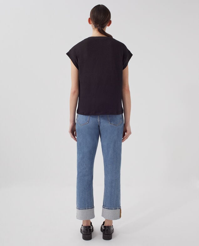 KARO - Camiseta corte caja de lino H091 black beauty