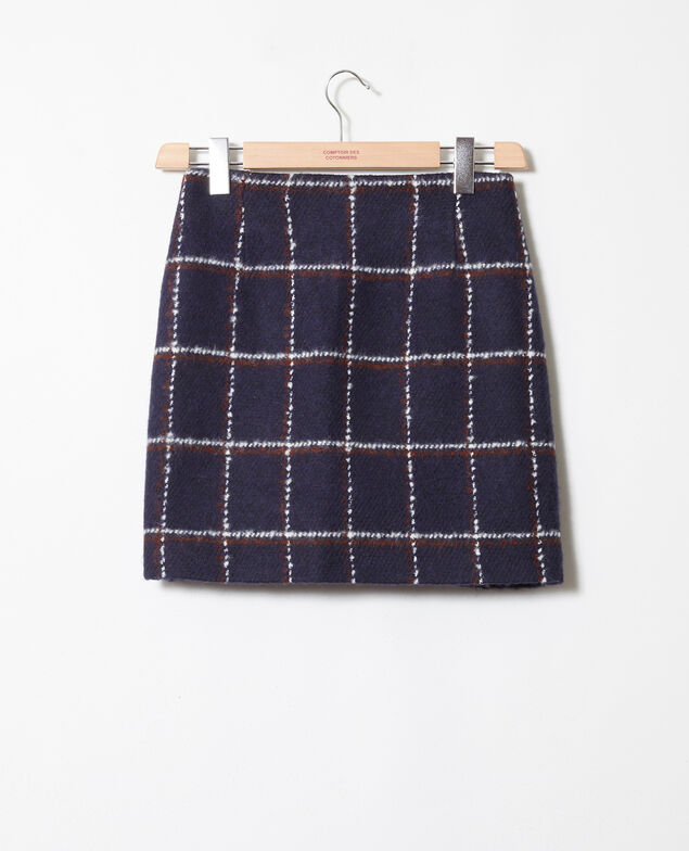 Falda recta Navy checks