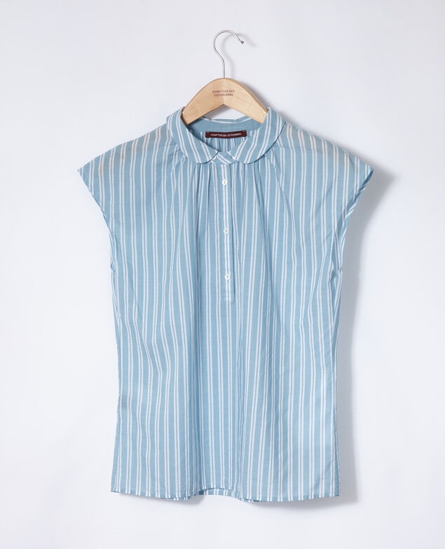 Camisa con cuello redondo Adriatic/off white stripes