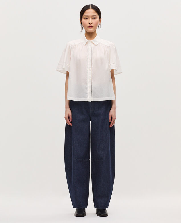Camisa de gasa de algodón H013 gardenia