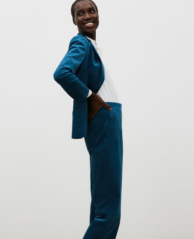 Blazer de  terciopelo con dos botones Blue coral