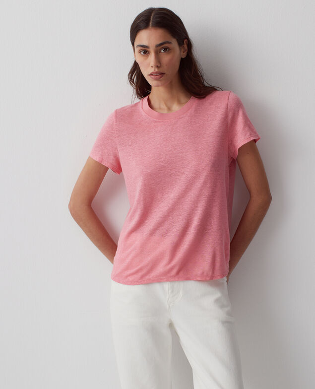 AMANDINE - Camiseta con cuello redondo de lino H110 lantana