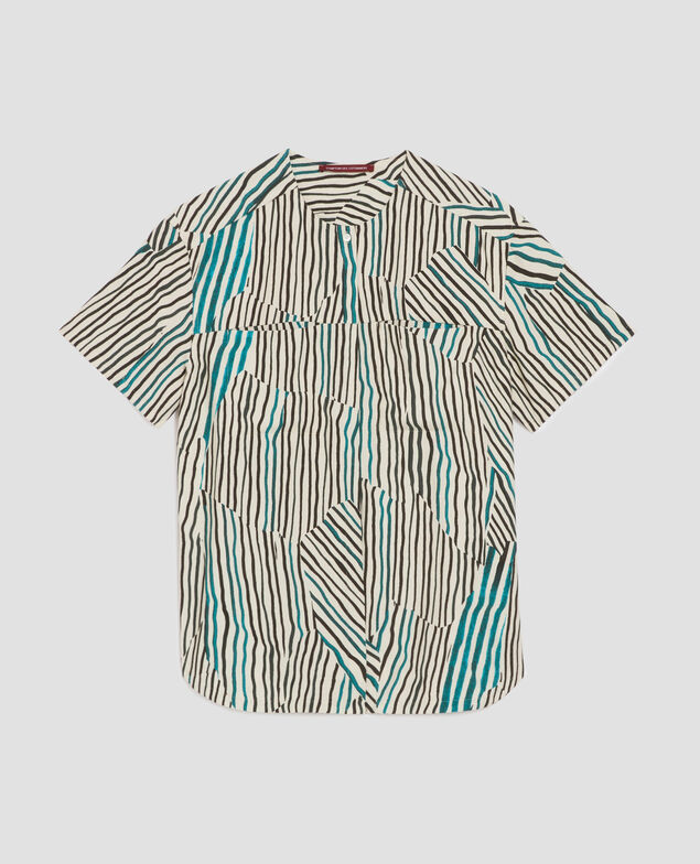 Camisa fluida con estampado de cebra J014 big zebra ecru