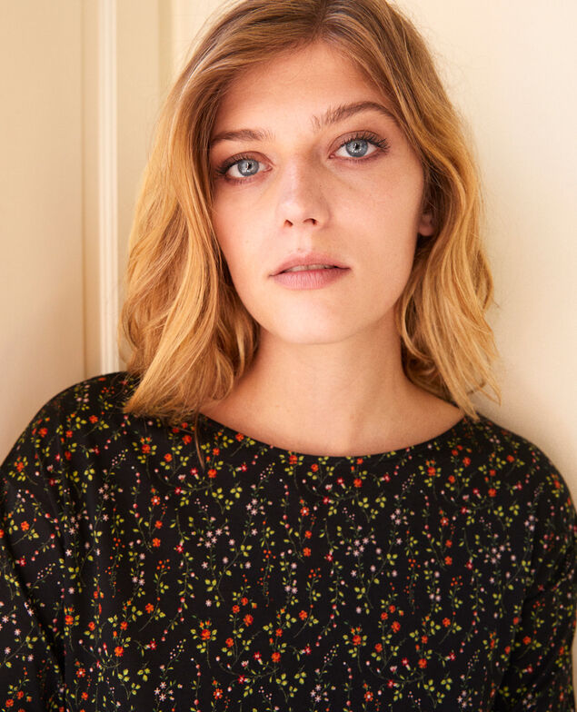 Camiseta con motivo liberty Daphne noir