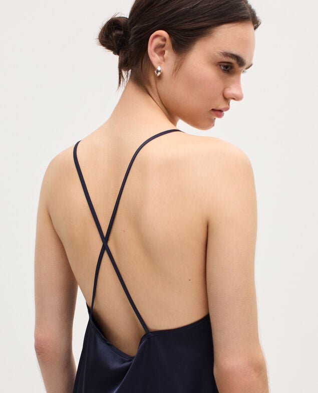 Vestido lencero satinado H695 night sky