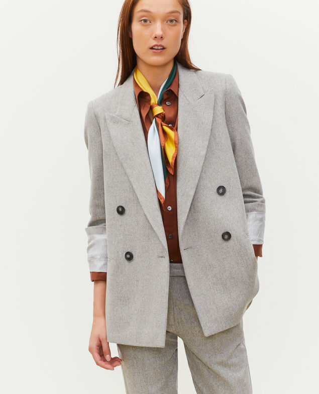 Blazer cruzado de lana Light grey melange