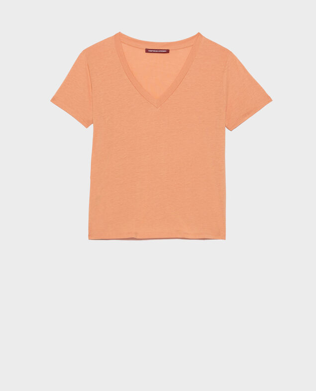 LÉA - Camiseta fluida con cuello de pico 37 brown