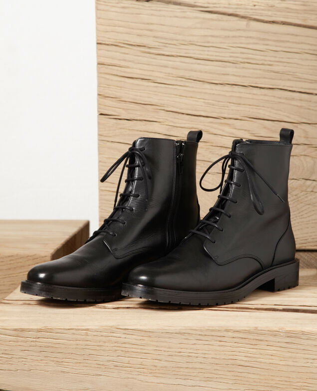 Botines de piel lisa Negro