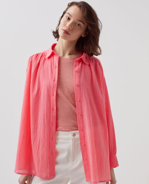 Blusa de algodón plisado H110 lantana