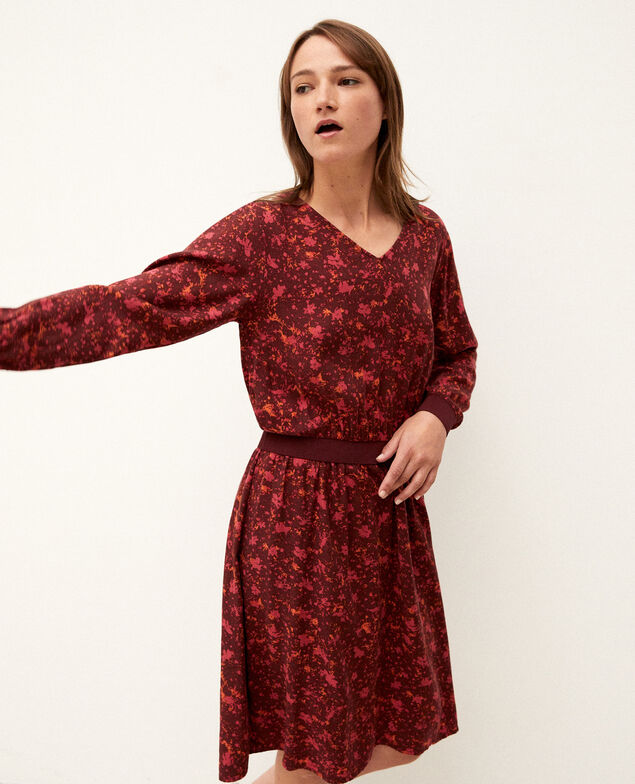 Vestido con elástico en la cintura Rojo
