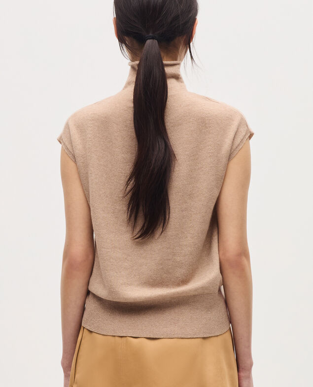 Jersey sin mangas de cachemir  K321 tan st pumpkin