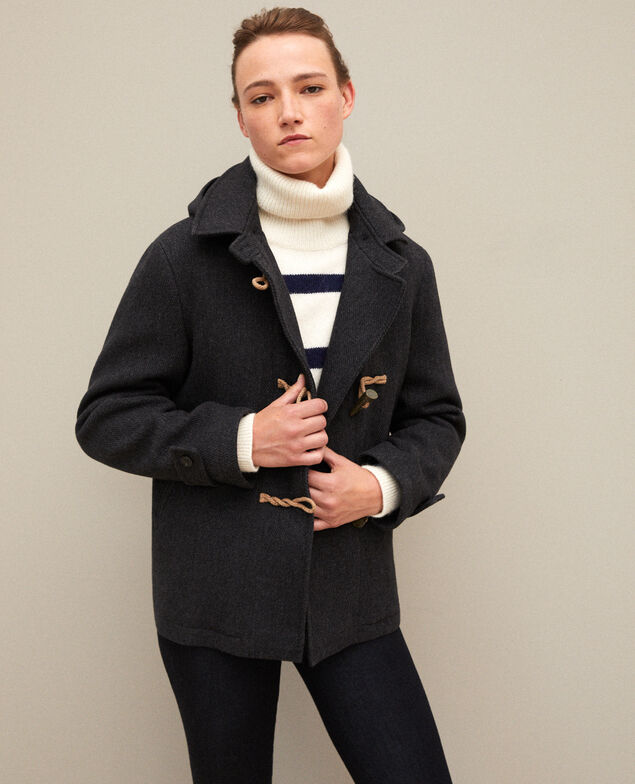 Abrigo corto estilo trenca Dark heather grey