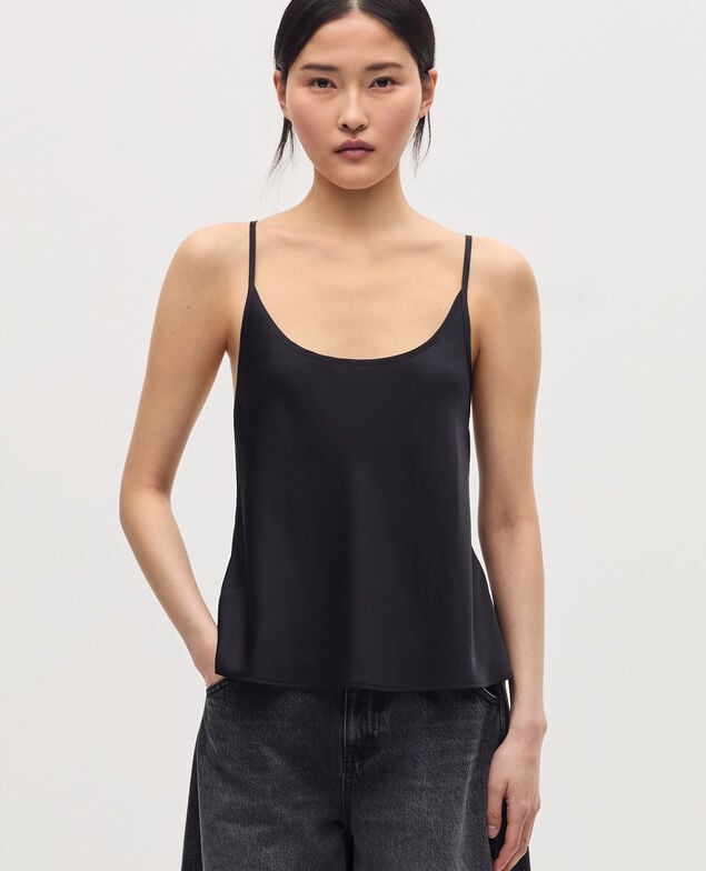 Top satinado con tirantes finos H091 black beauty
