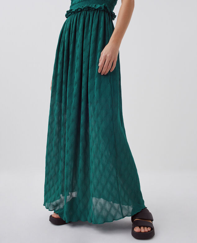Vestido largo fluido con fruncidos H644 spruced-up blue