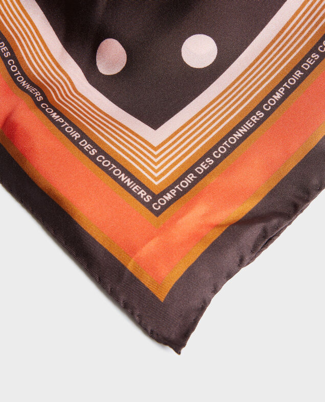 Foulard cuadrado de seda con lunares Black coffee