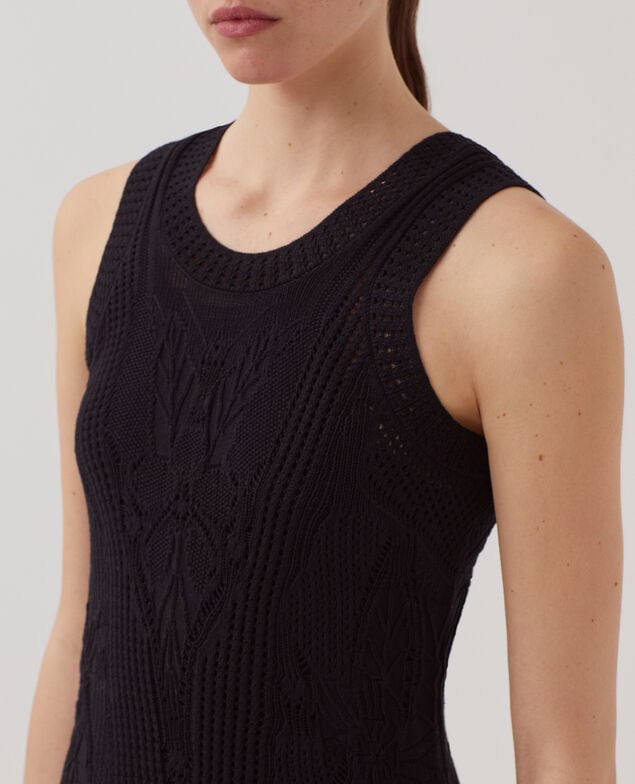 Vestido corto de crochet con motivo floral H091 black beauty