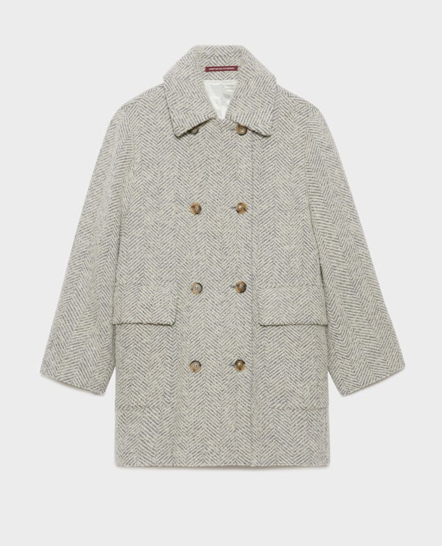 Abrigo de lana mezclada A023 solid light grey