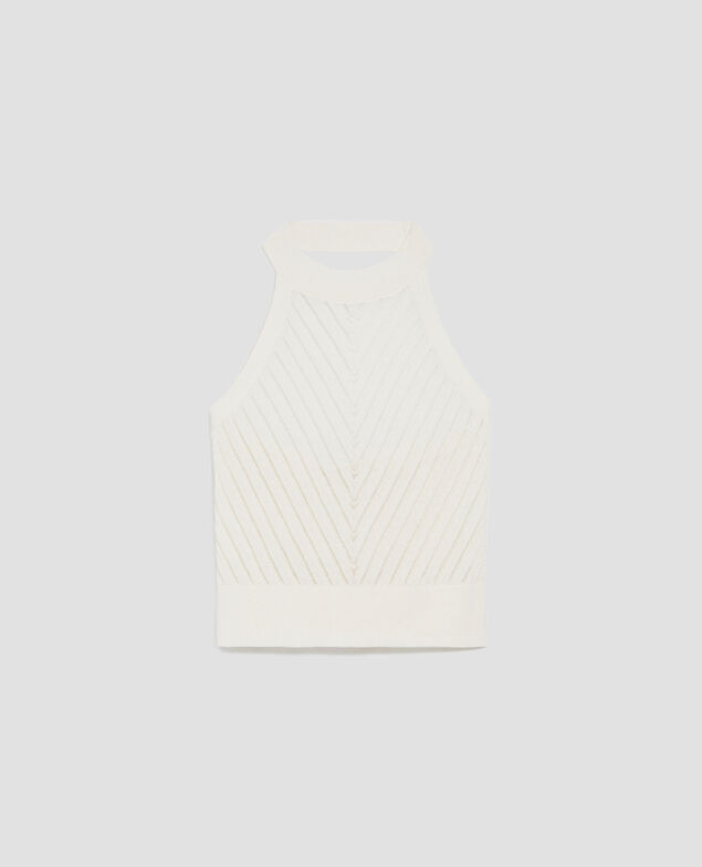 Top espalda descubierta de punto con textura H011 eggnog