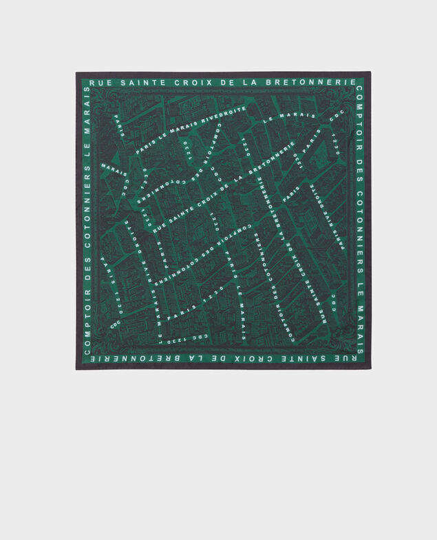 Foulard cuadrado de seda Military green