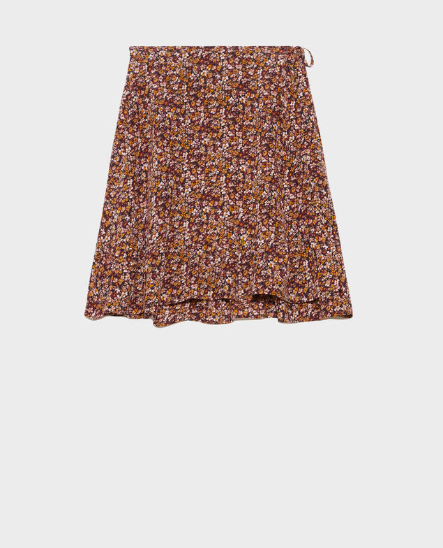 Falda cruzada corta de seda Liberty cabernet