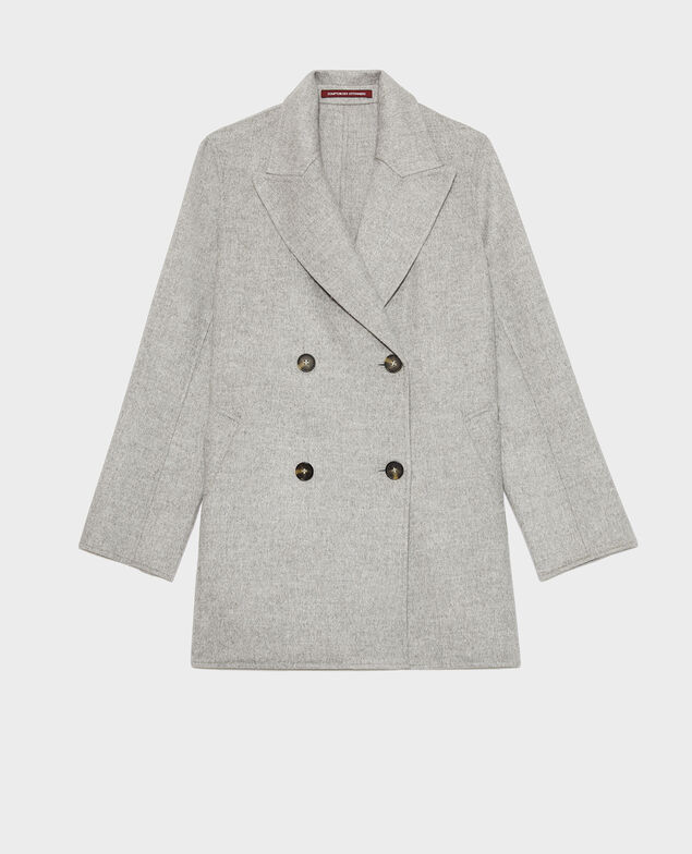 Abrigo tipo chaquetón de lana doble cara Light grey