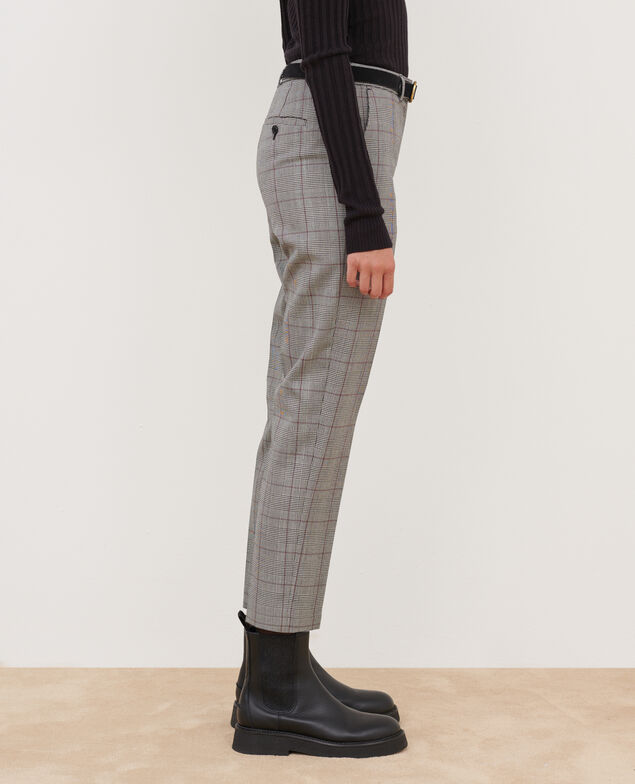 MARGUERITE - Pantalón cigarette de lana A030 grey check