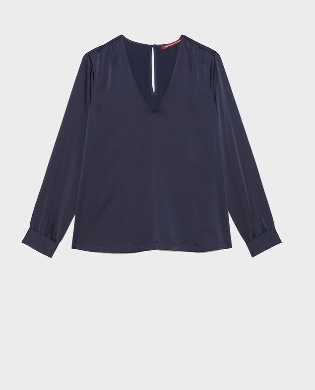 Top de manga larga y cuello de pico Night sky