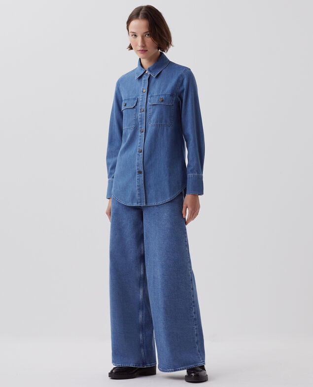 Camisa en denim de algodón J621 light blue
