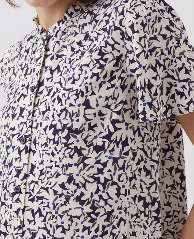 Blusa fluida de manga corta H000 petal blue