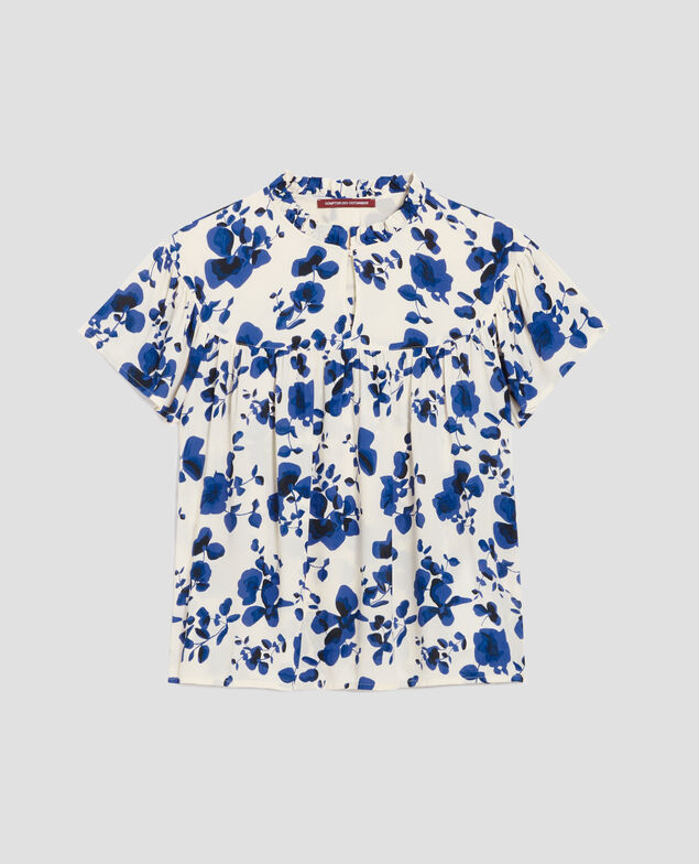 Blusa fluida de manga corta I302 floral white