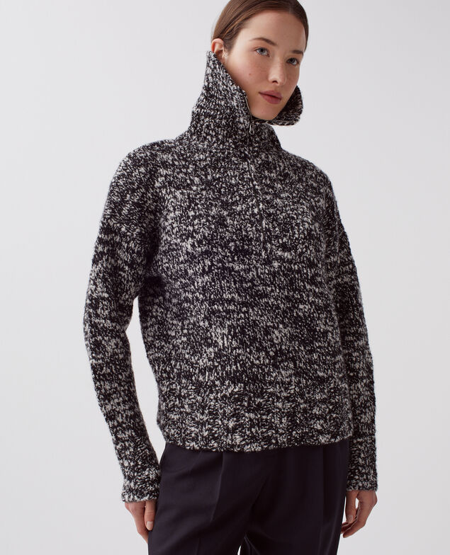 Jersey con cuello de cremallera I099 boucle blk/white