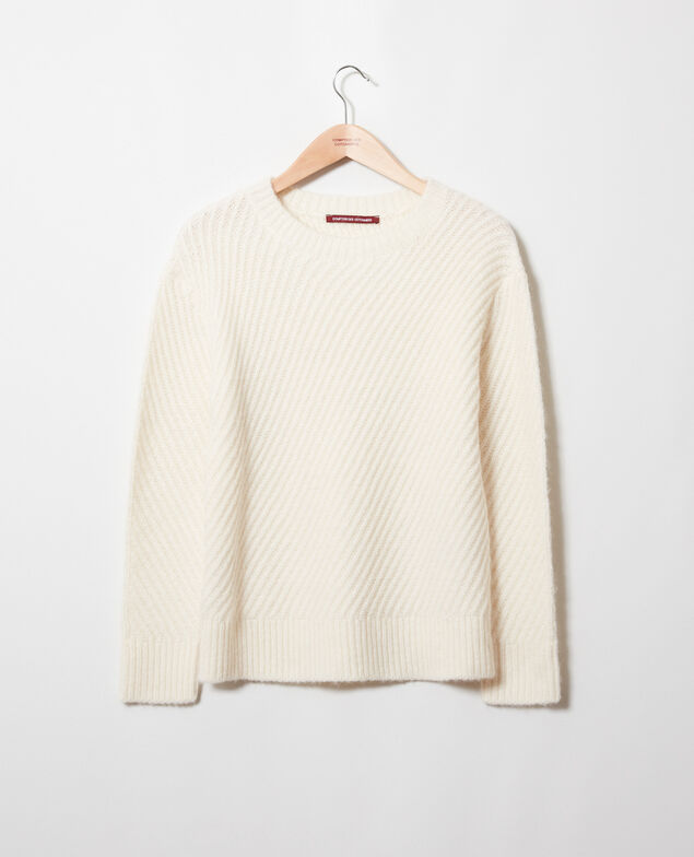 Jersey de punto canalé Off white