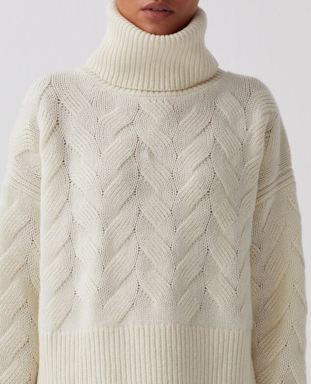 Jersey con cuello vuelto de lana I010 glass green beige