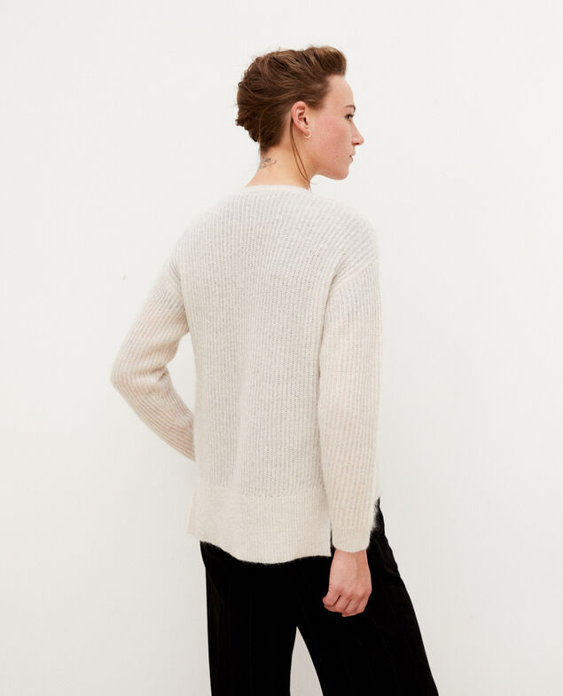 Cárdigan con mohair Silver gray/off white/lurex