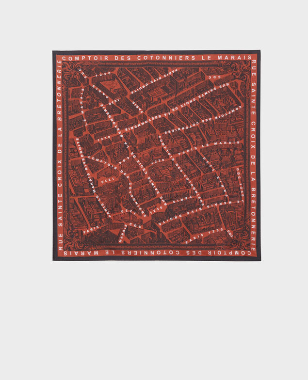 Foulard cuadrado de seda Brandy brown