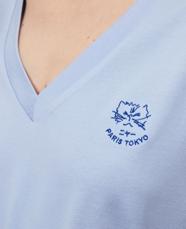 Camiseta bordada de algodón Blue heron