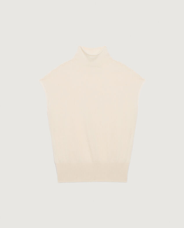 Jersey sin mangas de cachemir  K011 ecru st gray