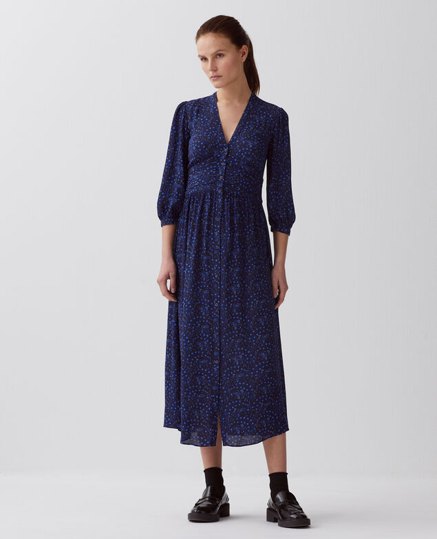 Vestido largo fluido I662 batik navy