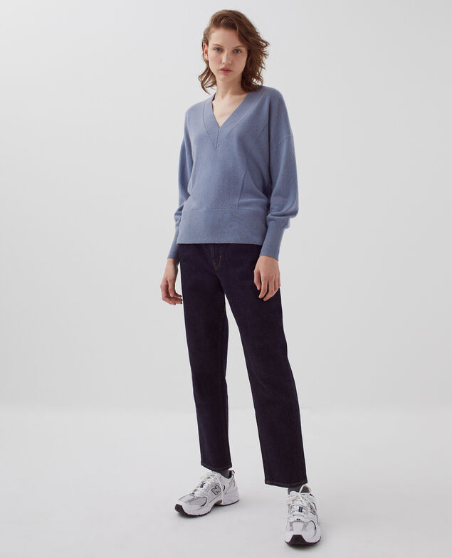 Jersey con cuello de pico de cachemir I060 folkstone gray